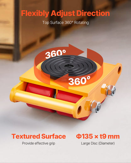 4PCS Machinery Skate Dolly, 17637 LBS/8T Industrial Machinery Mover, Heavy Duty Carbon Steel Machinery Moving Skate with 4 PU Wheels and 360° Rotation Non-Slip Cap for Warehouse, Workshop, Facto
