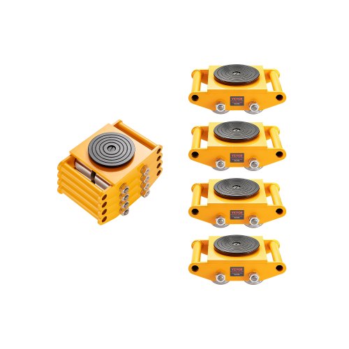 4PCS Machinery Skate Dolly, 26455LBS/12T Industrial Machinery Mover, Heavy Duty Carbon Steel Machinery Moving Skate & 4 Carbon Steel Wheels and 360° Rotation Non-slip Cap for Warehouse, Factory