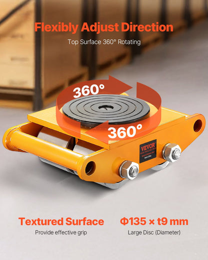 4PCS Machinery Skate Dolly, 26455LBS/12T Industrial Machinery Mover, Heavy Duty Carbon Steel Machinery Moving Skate & 4 Carbon Steel Wheels and 360° Rotation Non-slip Cap for Warehouse, Factory