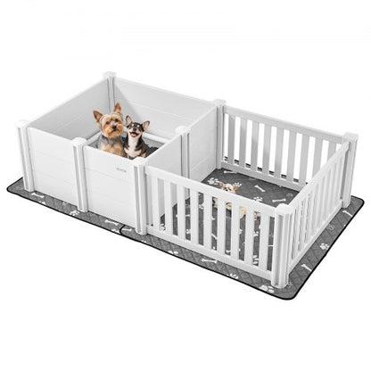 Dog Whelping Box, 73x38x19.7 in, Plastic Dog Whelping Pen with Adjustable Height Door, Puppy Playpen with Waterproof Pee Pad, Easy to Clean, Durable Indoor Pet Birth Kit for Medium Sized Dogs