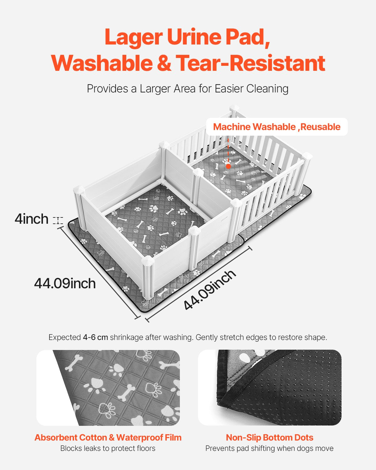 Dog Whelping Box, 73x38x19.7 in, Plastic Dog Whelping Pen with Adjustable Height Door, Puppy Playpen with Waterproof Pee Pad, Easy to Clean, Durable Indoor Pet Birth Kit for Medium Sized Dogs