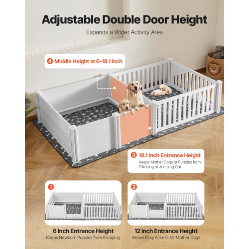 Valpningslåda för hundar 237 x 112 x 46 cm, 2 rum, för extra stora hundar |  EU