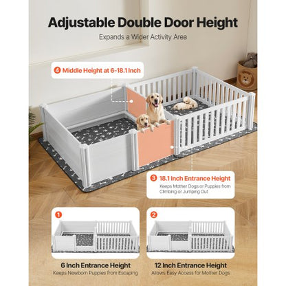 Valpningslåda för hundar 237 x 112 x 46 cm, 2 rum, för extra stora hundar |  EU