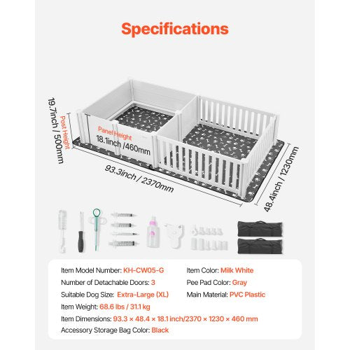 Valpningslåda för hundar 237 x 112 x 46 cm, 2 rum, för extra stora hundar |  EU