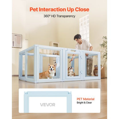 Puppy cage with window, transparent for large dogs, 190x122x76 cm | EU