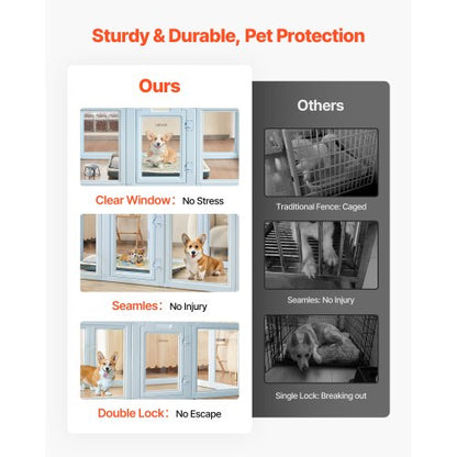 Puppy cage with window, transparent for large dogs, 190x122x76 cm | EU