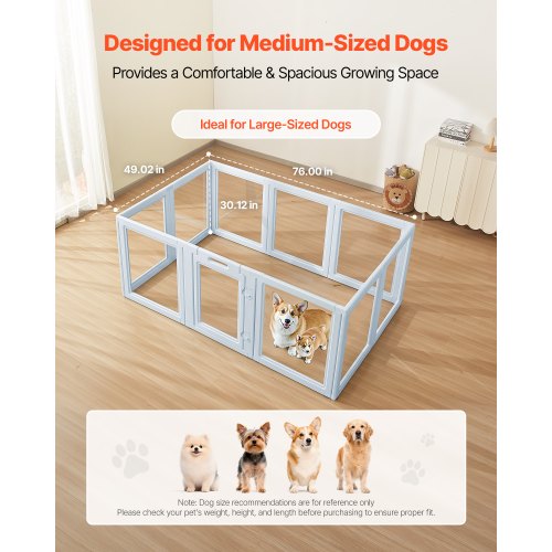 Puppy cage with window, transparent for large dogs, 190x122x76 cm | EU