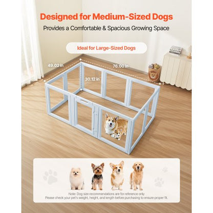Puppy cage with window, transparent for large dogs, 190x122x76 cm | EU