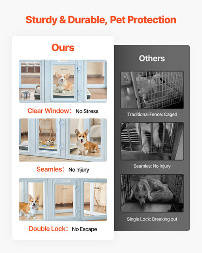 Dog Whelping Box, 76x49x30 in Plastic Dog Whelping Pen for Large Sized Dogs, Waterproof Puppy Playpen with Transparent Windows & Door Lock, Easy to Clean, Durable Indoor Pet Dogs Cats Birth Kit