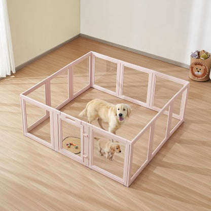 Dog Whelping Box, 60x59x23 in Transparent Plastic Dog Whelping Pen for X-Large Sized Dogs, Waterproof Puppy Playpen with Windows & Door Lock, Easy to Clean, Durable Indoor Pet Dogs Cats Birth Kit