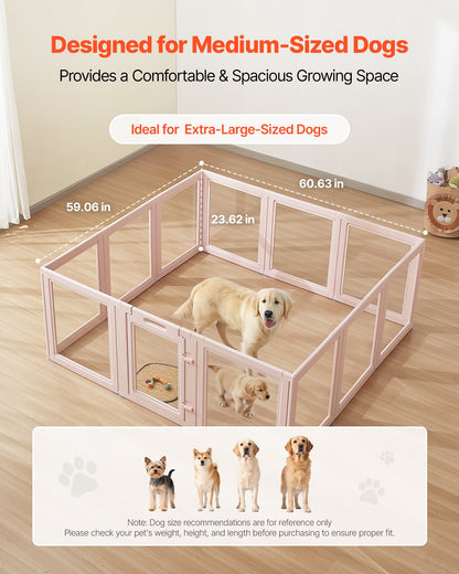 Dog Whelping Box, 60x59x23 in Transparent Plastic Dog Whelping Pen for X-Large Sized Dogs, Waterproof Puppy Playpen with Windows & Door Lock, Easy to Clean, Durable Indoor Pet Dogs Cats Birth Kit