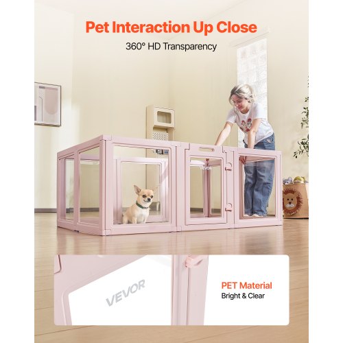 Puppy cage with window, transparent for medium-sized dogs, 152x94x59 cm | EU