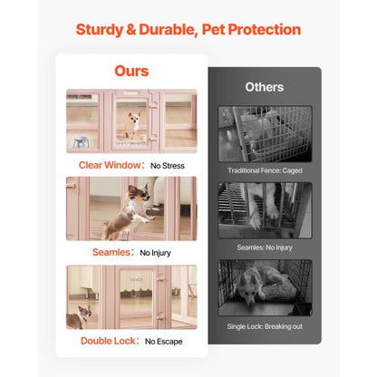 Puppy cage with window, transparent for medium-sized dogs, 152x94x59 cm | EU