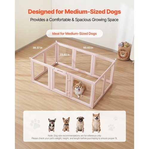 Puppy cage with window, transparent for medium-sized dogs, 152x94x59 cm | EU