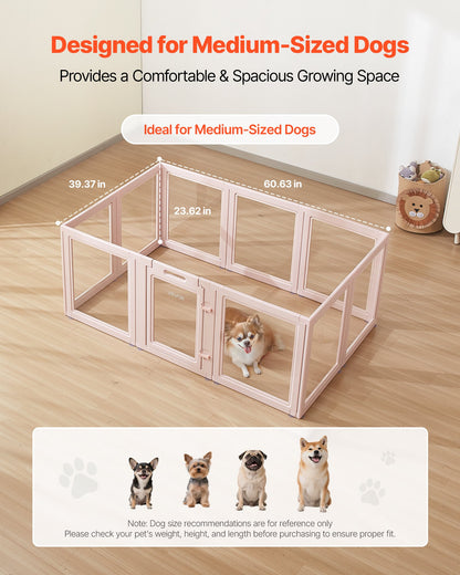 Dog Whelping Box, 60x39x23 in Plastic Dog Whelping Pen for Medium Sized Dogs, Waterproof Transparent Puppy Playpen with Windows & Door Lock, Easy to Clean, Durable Indoor Pet Dogs Cats Birth Kit