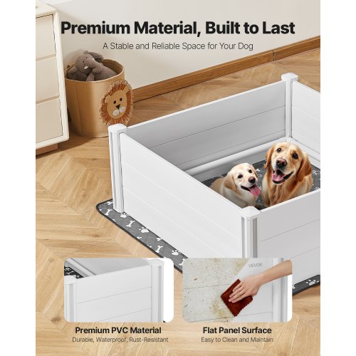 Welpenbox 122x122x46 cm mit höhenverstellbarer Tür für große Hunde | EU