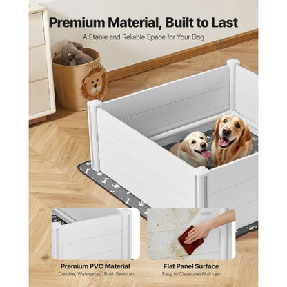 Welpenbox 122x122x46 cm mit höhenverstellbarer Tür für große Hunde | EU