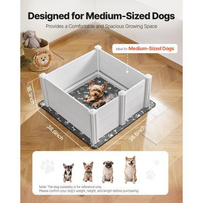 Whelping box for dogs 91x91x46 cm, adjustable door height for medium-sized dogs | EU