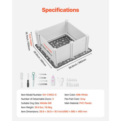 Whelping box for dogs 91x91x46 cm, adjustable door height for medium-sized dogs | EU