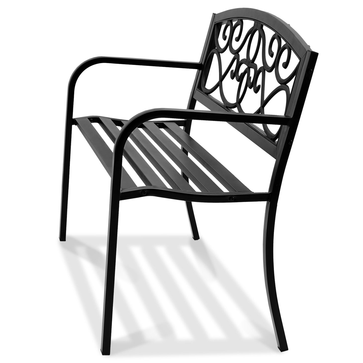 Gartenbank, 50 Zoll Gartenbank aus Metall für den Außenbereich, 550 lbs Tragkraft Bank, Gartenbank für den Außenbereich mit Rückenlehne und Armlehne, Terrassenbank für Garten, Park, Hof, Veranda