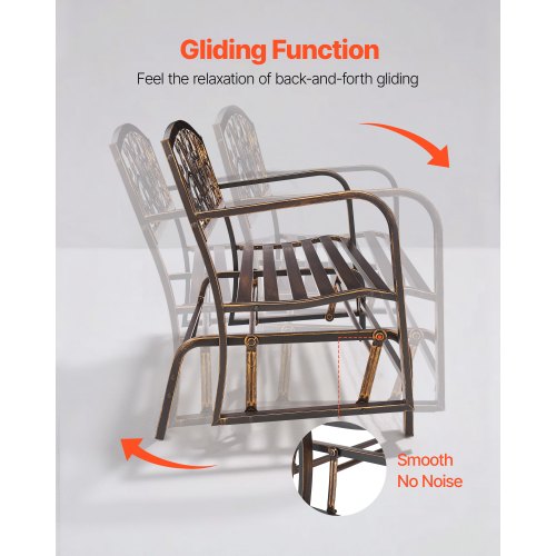 Outdoor Bench Terrace Bench Glider 127 cm Metal Frame Cast Iron Backrest | EU