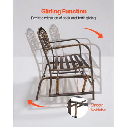 Outdoor Bench Terrace Bench Glider 127 cm Metal Frame Cast Iron Backrest | EU