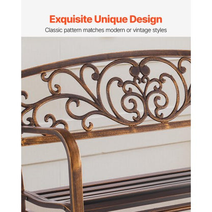 Outdoor Bench Terrace Bench Glider 127 cm Metal Frame Cast Iron Backrest | EU