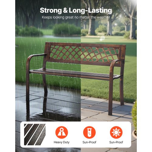 Outdoor Bench Terrace Bench 116 cm Metal Frame PVC Mesh Backrest for Veranda | EU