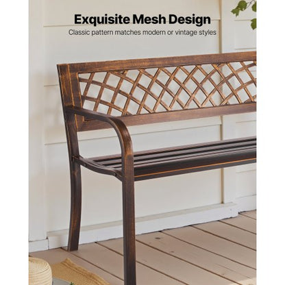 Outdoor Bench Terrace Bench 116 cm Metal Frame PVC Mesh Backrest for Veranda | EU