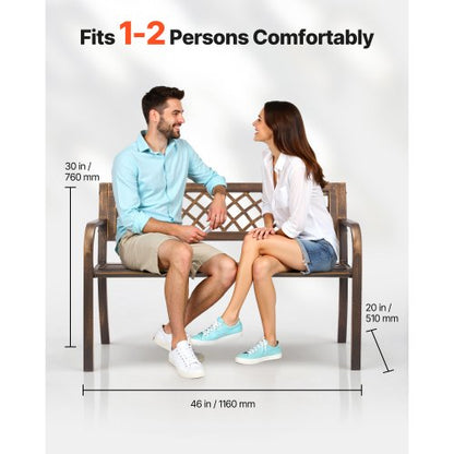 Outdoor Bench Terrace Bench 116 cm Metal Frame PVC Mesh Backrest for Veranda | EU