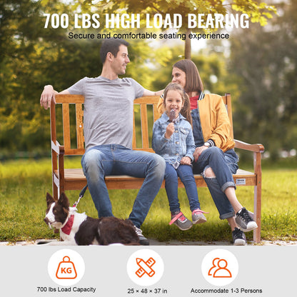 Gartenbank, 48 Zoll, Holz, Gartenbank, 700 lbs, Park, Terrasse, Hof, Veranda, Bank