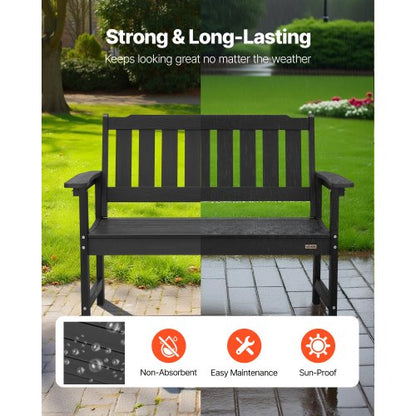 Outdoor bench Terrace bench 128 cm Weatherproof plastic frame 363 kg Black | EU