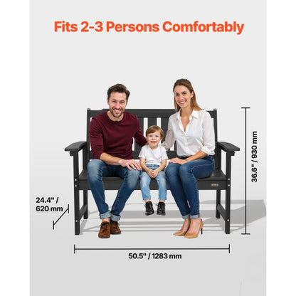 Outdoor bench Terrace bench 128 cm Weatherproof plastic frame 363 kg Black | EU