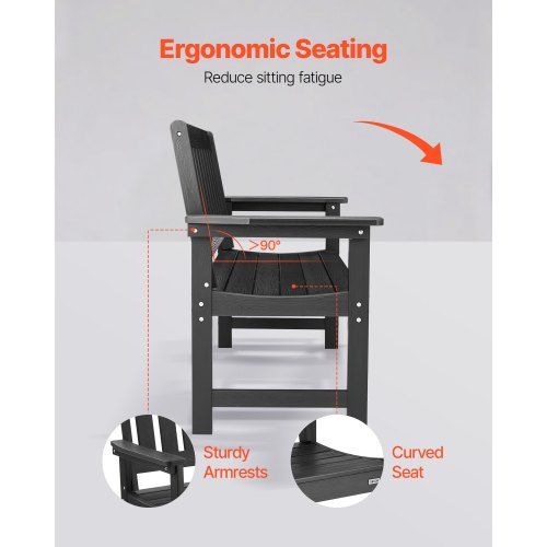 Outdoor bench Terrace bench 128 cm Weatherproof plastic frame 363 kg Black | EU