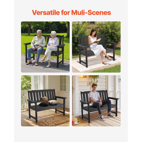 Outdoor bench Terrace bench 128 cm Weatherproof plastic frame 363 kg Black | EU