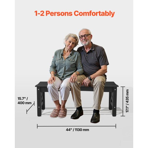 Outdoor bench Terrace bench 113 cm Weatherproof plastic frame 272 kg Black | EU