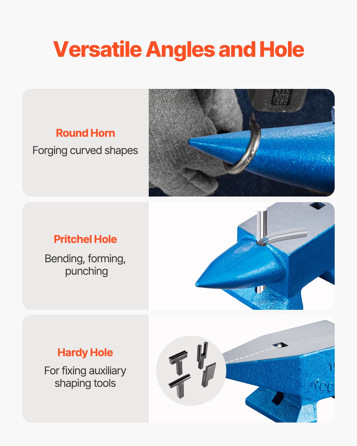 Single Horn Anvil 22Lbs Steel Anvil Blacksmith for Sale Forge Steel Tools with Round and Square Hole and Equipment Anvil Rugged Blacksmith Jewelers Durable and Robust Metalsmith Tool