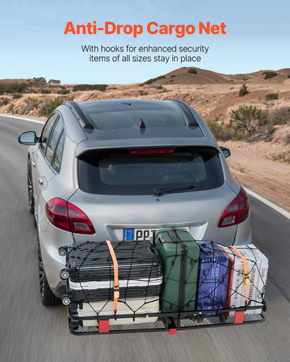 53" x 19" x 5", Hitch Cargo Carrier, 500 lbs Capacity Hitch Cargo Carrier with Hitch Stabilizer & Ratchet Straps, Hitch Mount Cargo Carrier with Cargo Net with Hook, Fit for SUVs