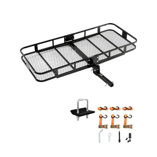 70" x 30" x 6", Hitch Cargo Carrier, 500 lbs Capacity Hitch Cargo Carrier with Nighttime Reflective Reminder, Folding Hitch Mount Cargo Carrier with Hitch Lock for 2" Receiver, Fit for SUVs