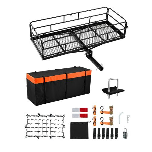 60" x 24" x 14", Hitch Cargo Carrier, 500 lbs Capacity Hitch Cargo Carrier with Cargo Net & Waterproof Cargo Bag, Folding Hitch Mount Cargo Carrier with Reflective Reminder, Fit for SUVs