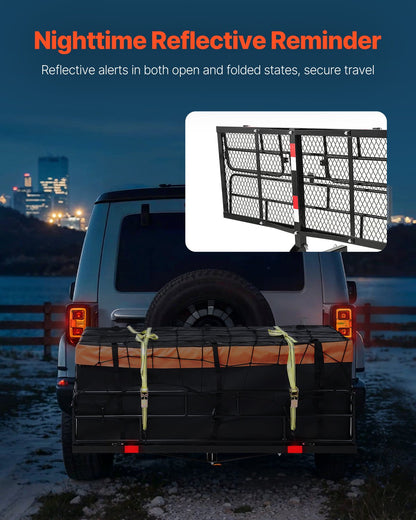 60" x 24" x 14", Hitch Cargo Carrier, 500 lbs Capacity Hitch Cargo Carrier with Cargo Net & Waterproof Cargo Bag, Folding Hitch Mount Cargo Carrier with Reflective Reminder, Fit for SUVs