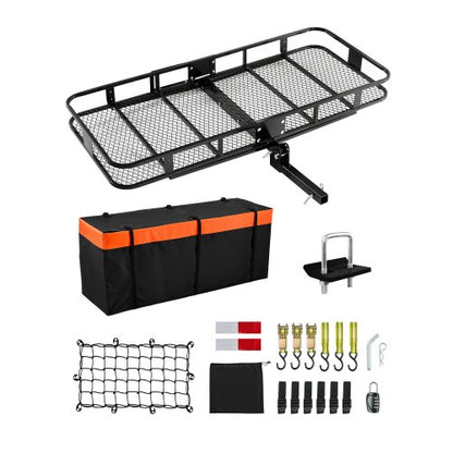 70" x 30" x 6", Hitch Cargo Carrier, 500 lbs Capacity Hitch Cargo Carrier with Ratchet Straps & Cargo Bag, Folding Hitch Mount Cargo Carrier with Hitch Lock for 2" Receiver, Fit for SUVs