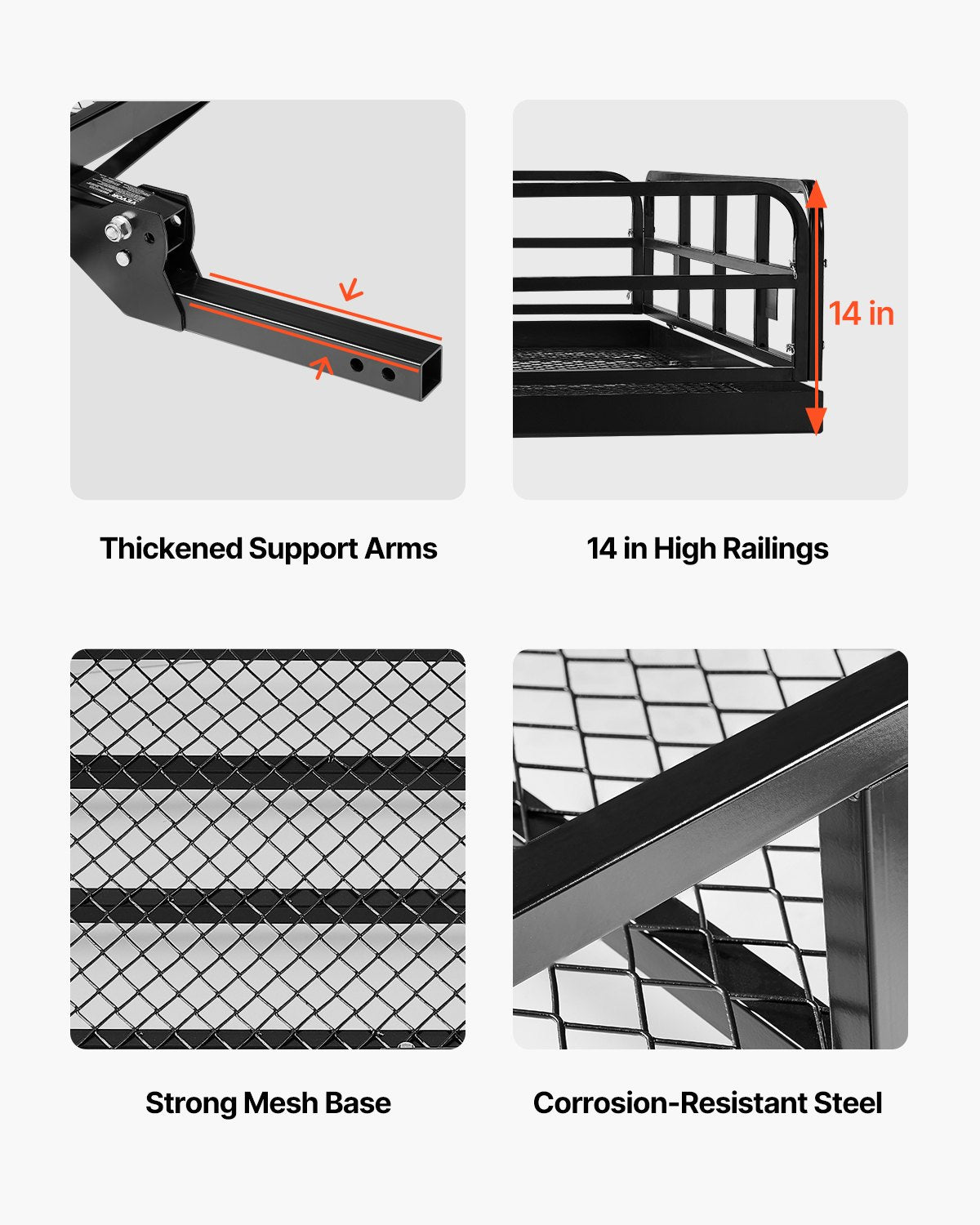 60" x 24" x 14", Hitch Cargo Carrier, 500 lbs Capacity Hitch Cargo Carrier with Anti-Rattle Hitch Stabilizer, Folding Hitch Mount Cargo Carrier with Pins and Latches, Fit for SUVs/Pickup Trucks