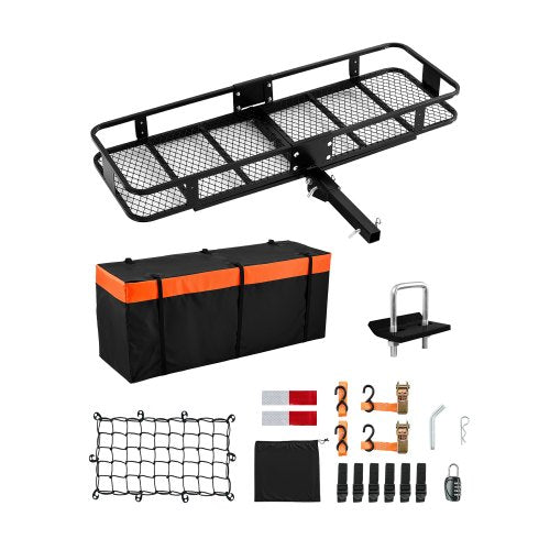 60" x 20" x 6", Hitch Cargo Carrier, 500 lbs Capacity Hitch Cargo Carrier with Cargo Net & Waterproof Cargo Bag, Folding Hitch Mount Cargo Carrier with Hitch Lock for 2" Receiver, Fit for SUVs