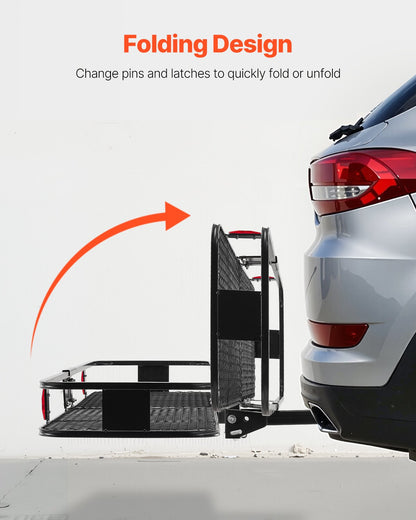 60" x 20" x 6", Hitch Cargo Carrier, 500 lbs Capacity Hitch Cargo Carrier with Cargo Net & Waterproof Cargo Bag, Folding Hitch Mount Cargo Carrier with Hitch Lock for 2" Receiver, Fit for SUVs