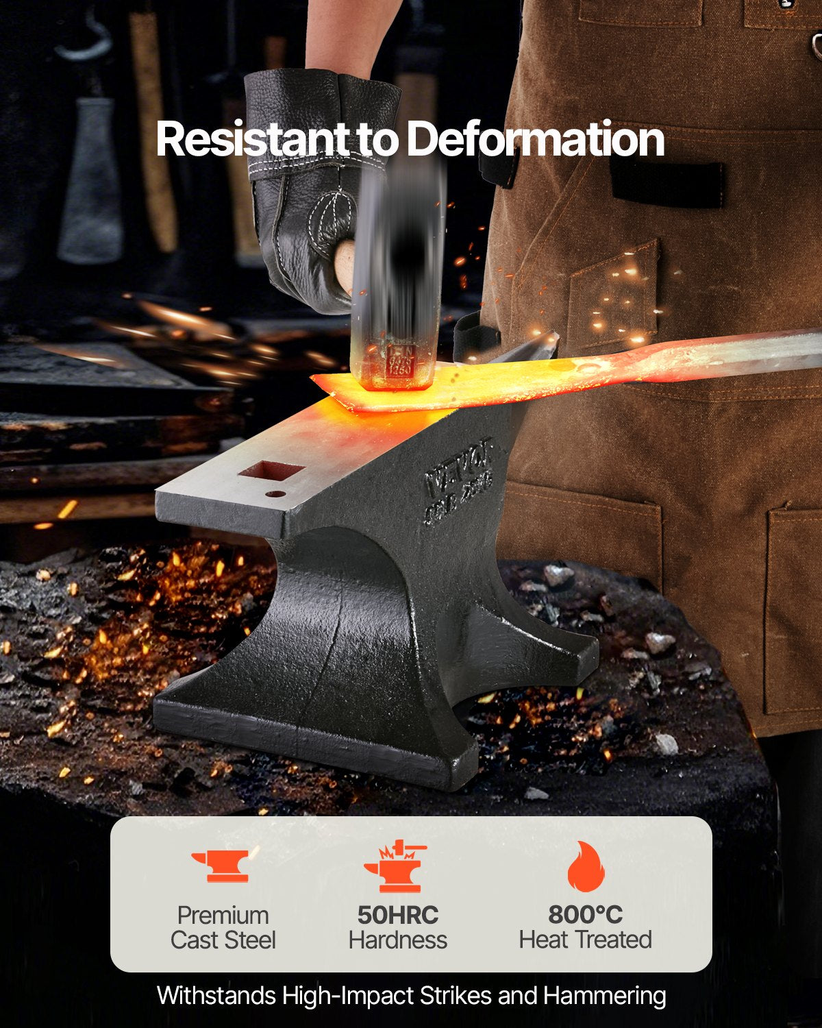 Single Horn Städ 55lbs Stål Stål Runt Horn Städ för smeder