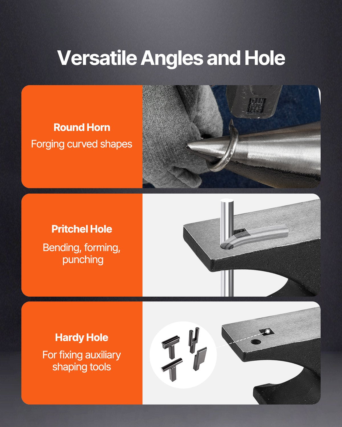 Single Horn Städ 110lbs Gjutstål Städ Runt Horn Städ för smeder