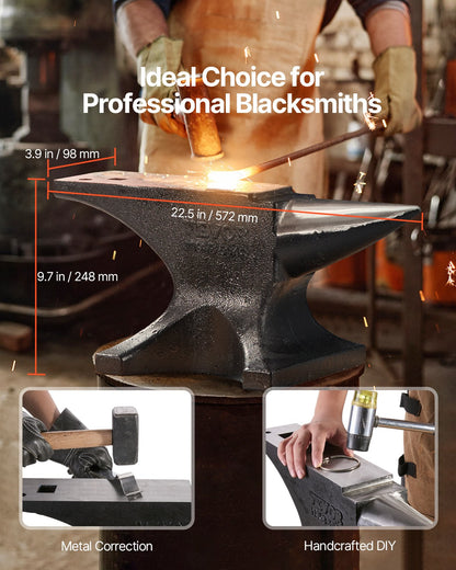 Single Horn Städ 110lbs Gjutstål Städ Runt Horn Städ för smeder