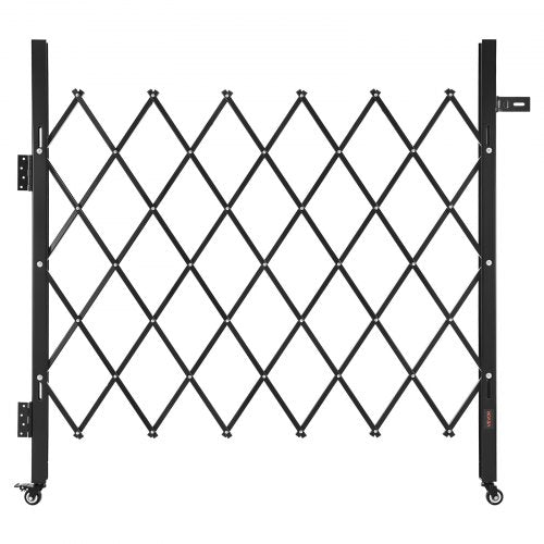 Single Folding Security Gate, Lockable Scissor Gate with 360° Swivel Casters, Outdoor Barricade Steel Retractable Gates, for Entry Security, Garage, Warehouse & Pool, 43.31 x 51.57 in (W x H)