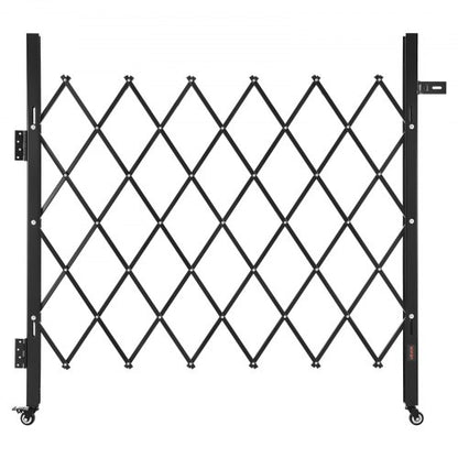 Single Folding Security Gate, Lockable Scissor Gate with 360° Swivel Casters, Outdoor Barricade Steel Retractable Gates, for Entry Security, Garage, Warehouse & Pool, 43.31 x 51.57 in (W x H)